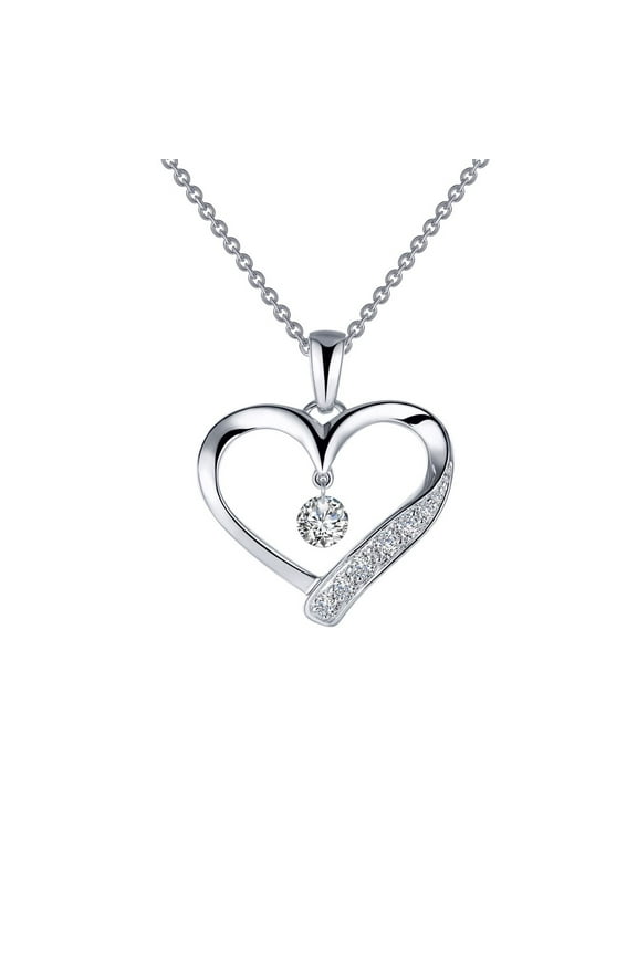 Lassaire In Motion Sterling Silver Platinum Plated Simulated Diamond Necklaces 0.42 (0.42 CTTW)