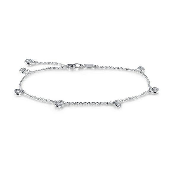 Lafonn Monte Carlo Sterling Silver Platinum Plated Lassire Simulated Diamond Anklet (0.91 CTTW)