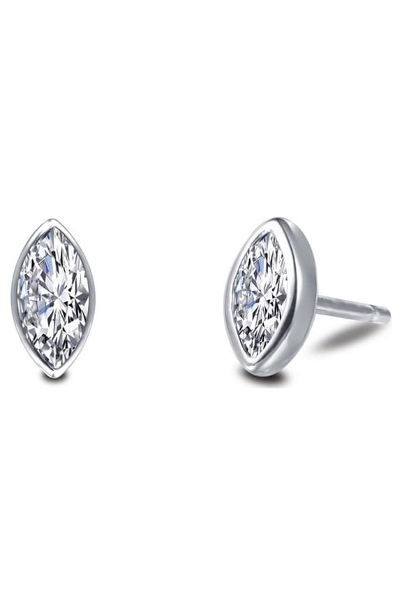 Monte Carlo Sterling Silver Platinum Plated Lassire Simulated Diamond Earrings (0.48 CTTW)