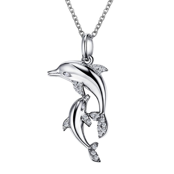 Lafonn Nautical Sterling Silver Platinum Plated Simulated Diamond Necklaces (0.27 CTTW)