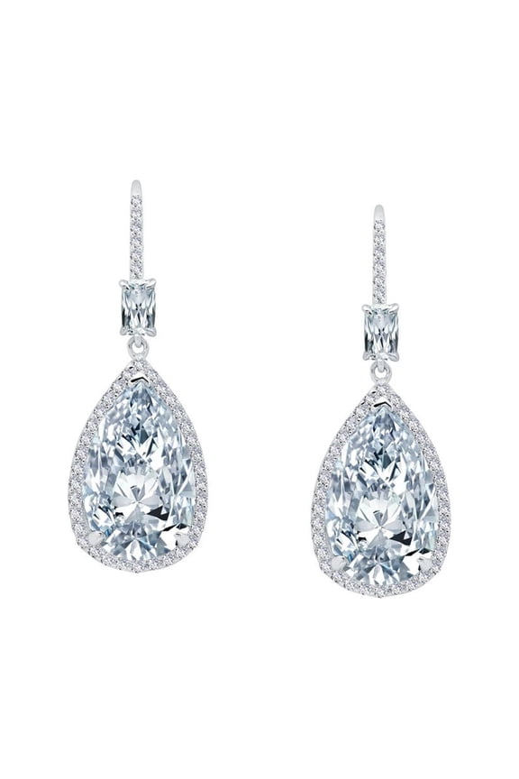 Red Carpet Sterling Silver Platinum Plated Simulated Diamond Earrings (14.14 CTTW)