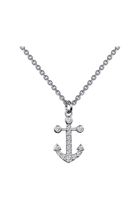 Rhonda Faber Green Sterling Silver Platinum Plated Lassire Simulated Diamond Necklace (0.16 CTTW)