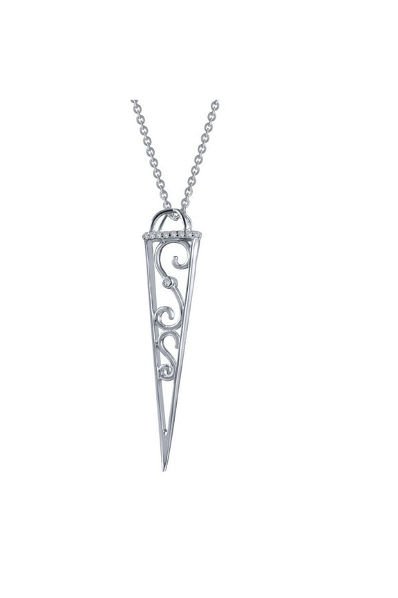 Rhonda Faber Green Sterling Silver Platinum Plated Lassire Simulated Diamond Necklace (0.22 CTTW)