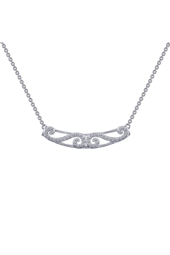 Rhonda Faber Green Sterling Silver Platinum Plated Lassire Simulated Diamond Necklace (0.4 CTTW)