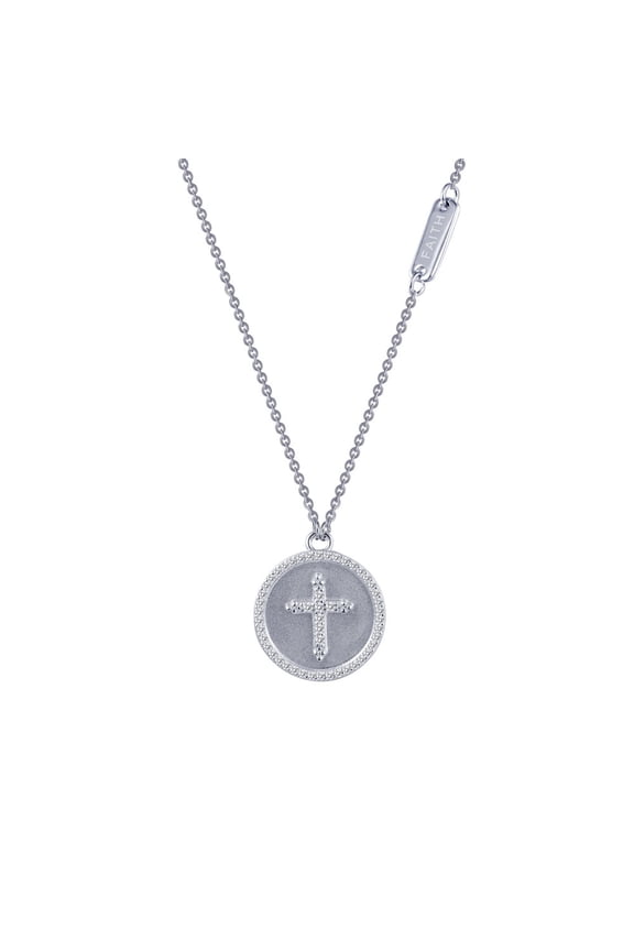 Rhonda Faber Green Sterling Silver Platinum Plated Lassire Simulated Diamond Necklace (0.49 CTTW)