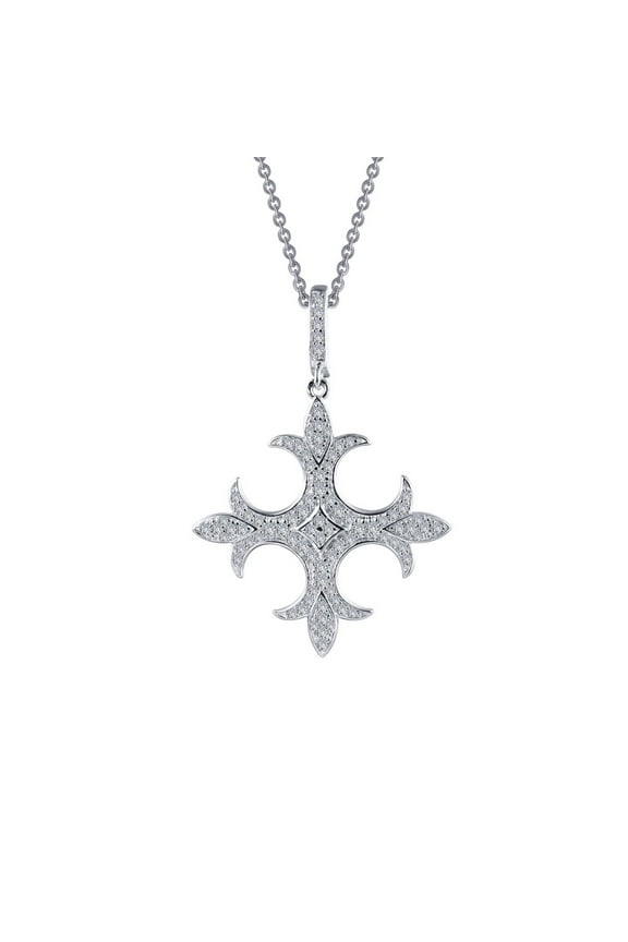 Rhonda Faber Green Sterling Silver Platinum Plated Lassire Simulated Diamond Necklace (0.85 CTTW)