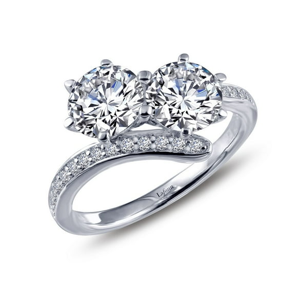 Lafonn Two-Stone Sterling Silver Platinum Plated Lassire Simulated Diamond Ring (1.96 CTTW)