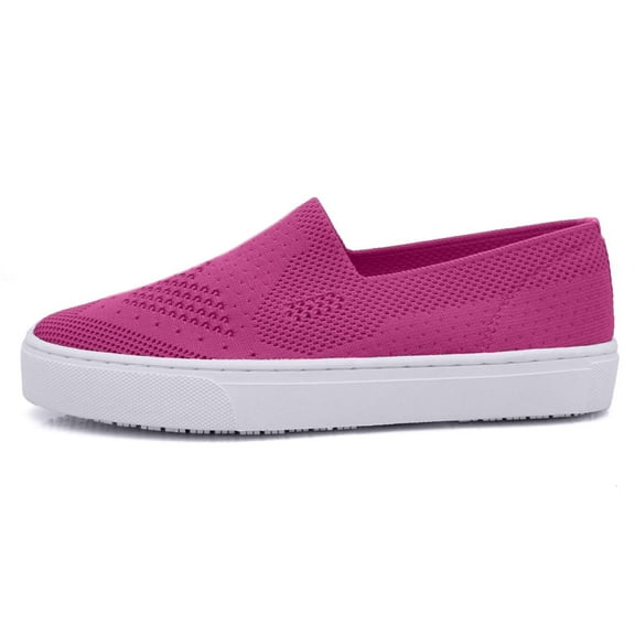 Laforst Jazz 3160 Womens Synthetic Slip Resistant Server Waitress Slip On Flats Berry