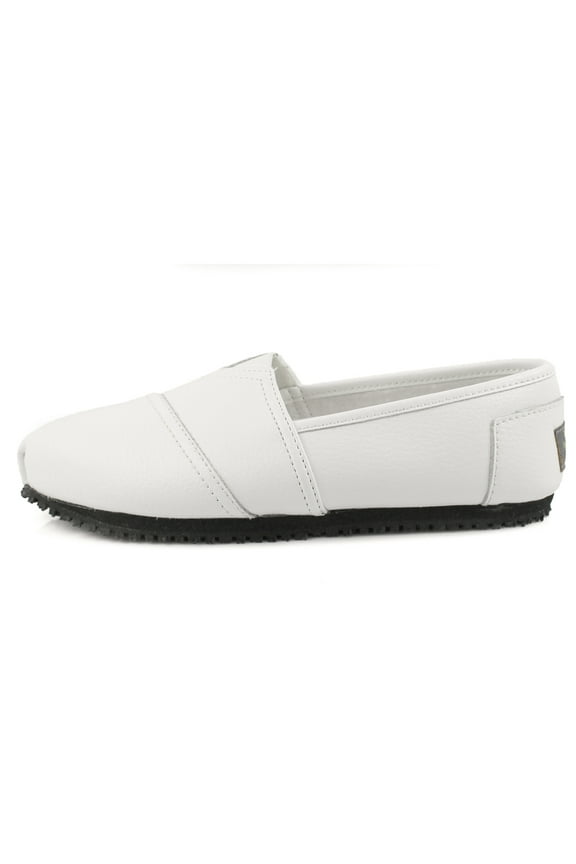 Laforst Jess Womens Leather Slip Resistant Server Waitress Nurse Slip On Flat White
