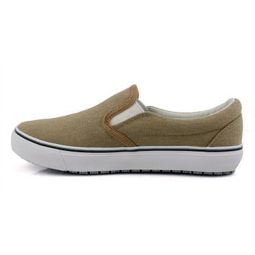Laforst Nextgen Womens Sunbrella Slip Resistant Waitress Server Slip On Flat Beige