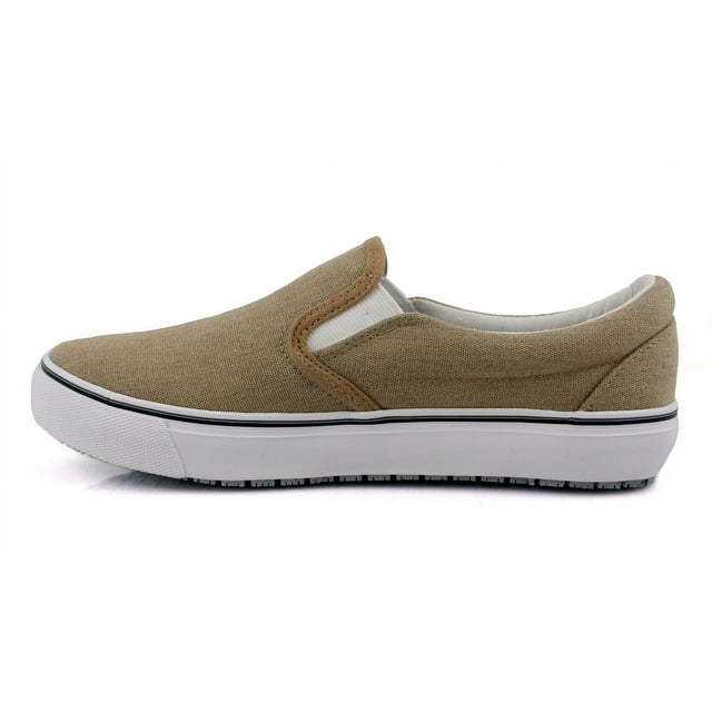 Laforst Nextgen Womens Sunbrella Slip Resistant Waitress Server Slip On Flat Beige