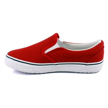 Laforst Nextgen Womens Sunbrella Slip Resistant Waitress Server Slip On Flat Red