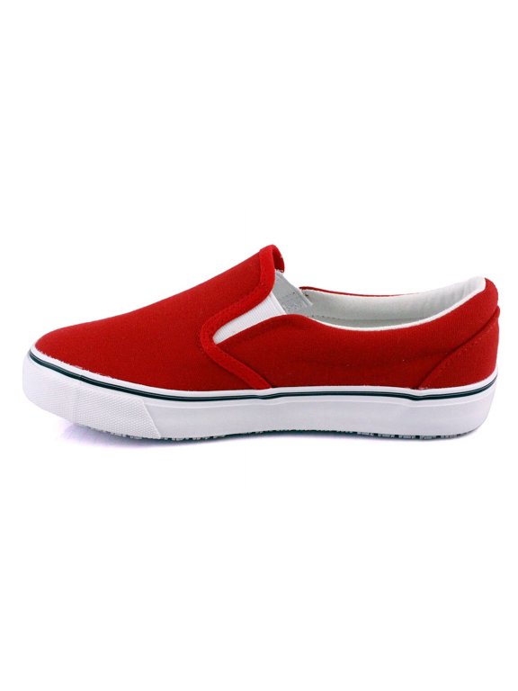 Laforst Nextgen Womens Sunbrella Slip Resistant Waitress Server Slip On Flat Red
