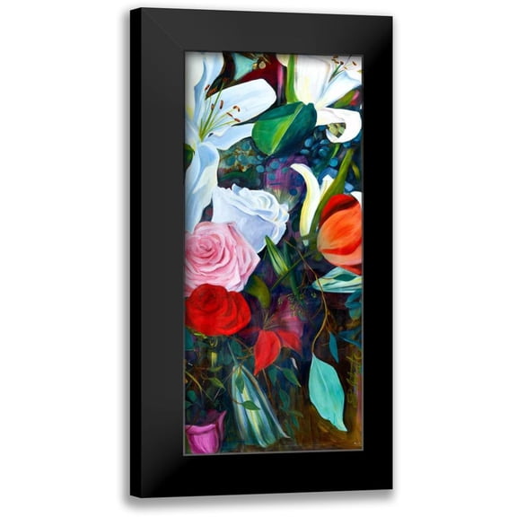 Lafrate, Sandra 13x24 Black Modern Framed Museum Art Print Titled - Baroque Flower Triptych III