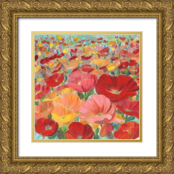 Lafrate, Sandra 26x26 Gold Ornate Wood Framed with Double Matting Museum Art Print Titled - Wild Flower Field I