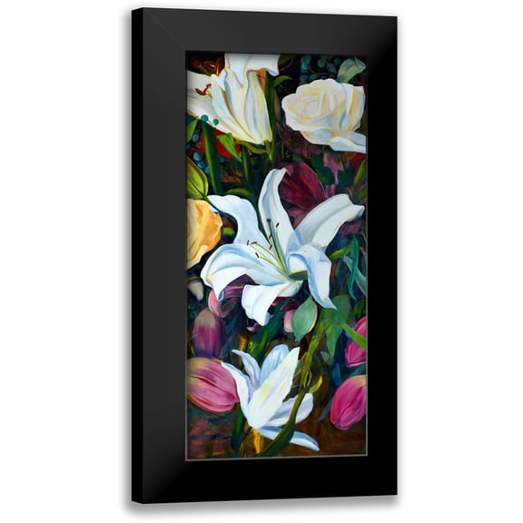 Lafrate, Sandra 8x14 Black Modern Framed Museum Art Print Titled - Baroque Flower Triptych I