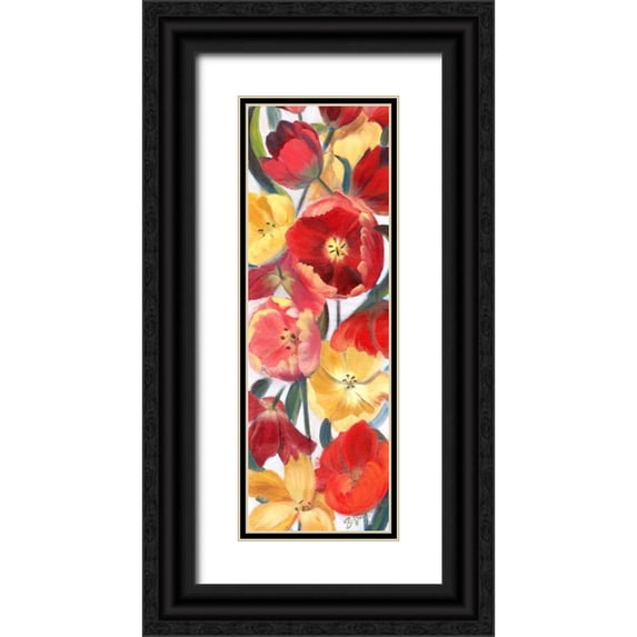 Lafrate, Sandra 9x18 Black Ornate Wood Framed with Double Matting Museum Art Print Titled - Tulip Array Panel II