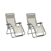 Lafuma Adjustable Headrest Zero-Gravity Chairs - Set of 2 Tan