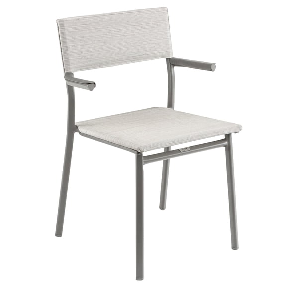 Lafuma Batyline Duo ORON Outdoor Dining Armchair, Titanium/Pebble (2 Pack)