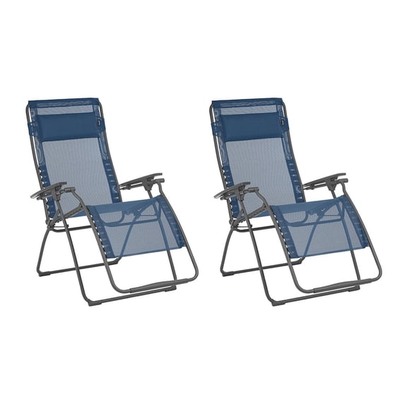 Lafuma Futura XL Zero Gravity Lawn Steel Recliner Chair, Ocean (2 Pack)