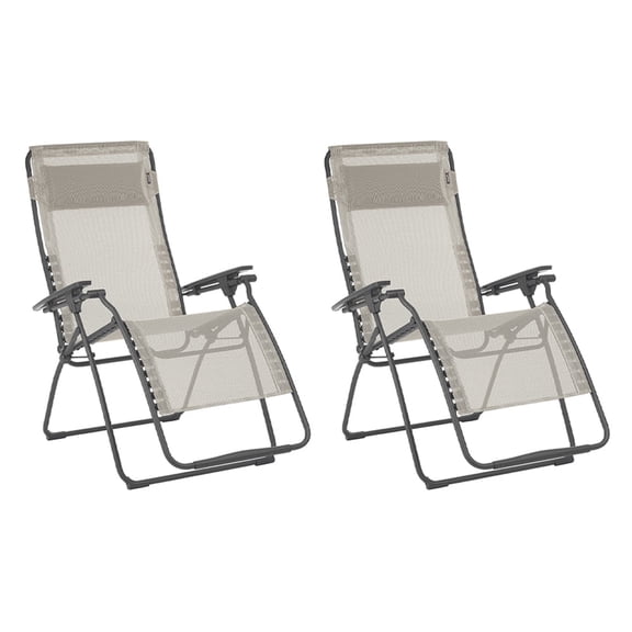 Lafuma Futura XL Zero Gravity Outdoor Recliner Chairs, Tan (2 Pack)