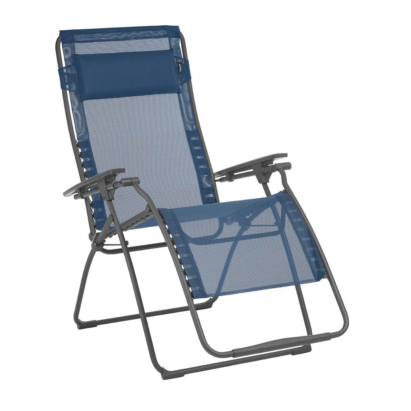 XL Ocean Blue Zero Gravity Recliner with Cushions and Steel Frame