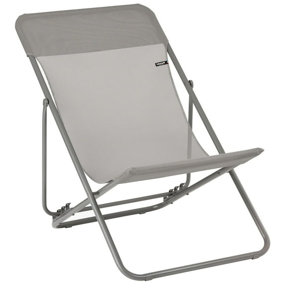 Lafuma Maxi Transat Colorblock Foldable Reclining Deck Chair, Gray (2 Pack)
