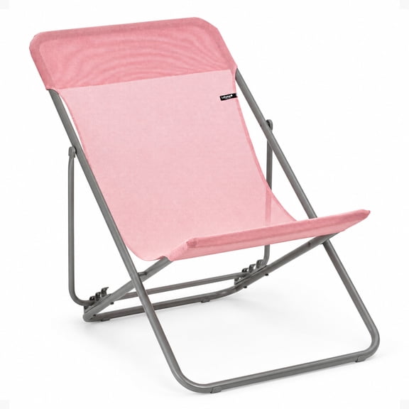 Lafuma Maxi Transat Colorblock Foldable Reclining Sling Deck Chair, Cerisier
