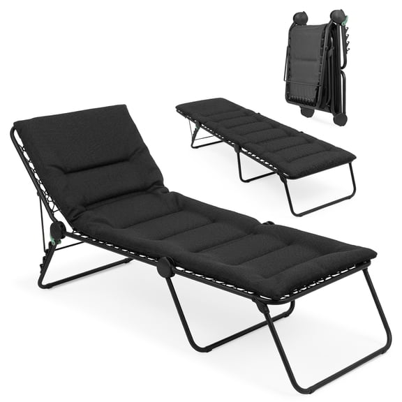 Lafuma Siesta Foldable Patio and Poolside Sunbathing Cushion Chaise Lounge Chair