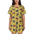 thumbnail image 1 of Lafuoo 90s Audio Tape Pattern Women's Round Neck Short Sleeve Pajamas Set, Button Pajamas Elastic Band Pajamas Home Wear-XX-Large, 1 of 9