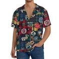 thumbnail image 1 of Lafuoo Adventure Camping Badge Pattern Men's Cuban Collar Short Sleeve Shirt, Button-Down Resort Beach Pocket Shirt-XX-Large, 1 of 7