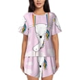 thumbnail image 1 of Lafuoo Aerial Yoga for Unicorn Pattern Women's Round Neck Short Sleeve Pajamas Set, Button Pajamas Elastic Band Pajamas Home Wear-3X-Large, 1 of 9