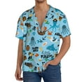 thumbnail image 1 of Lafuoo Animal Pirate Pattern Men's Cuban Collar Short Sleeve Shirt, Button-Down Resort Beach Pocket Shirt-XX-Large, 1 of 7