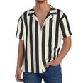 thumbnail image 1 of Lafuoo Black And White Thick Stripes Pattern Men's Cuban Collar Short Sleeve Shirt, Button-Down Resort Beach Pocket Shirt-XX-Large, 1 of 1