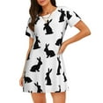 thumbnail image 1 of Lafuoo Black Rabbit Pattern Women's Short-sleeved Nightdress, Knee-length Pullover Nightgown, Summer Home Wear-3X-Large, 1 of 8