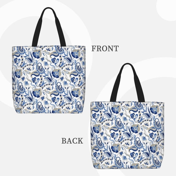 Lafuoo Blue Paisley Pattern Single Shoulder Convenience Bag, Large Capacity Zippered Handbag for Shopping, Unisex-One Size