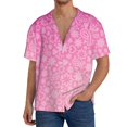 thumbnail image 1 of Lafuoo Breast CancerN Ribbons Awareness Pattern Men's Cuban Collar Short Sleeve Shirt, Button-Down Resort Beach Pocket Shirt-3X-Large, 1 of 7
