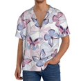 thumbnail image 1 of Lafuoo Butterflies in Pastel Pattern Men's Cuban Collar Short Sleeve Shirt, Button-Down Resort Beach Pocket Shirt-XX-Large, 1 of 7