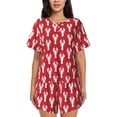 thumbnail image 1 of Lafuoo Cartoon Lobster Pattern Women's Round Neck Short Sleeve Pajamas Set, Button Pajamas Elastic Band Pajamas Home Wear-XX-Large, 1 of 7