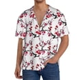 thumbnail image 1 of Lafuoo Cherry Blossoms Pattern Men's Cuban Collar Short Sleeve Shirt, Button-Down Resort Beach Pocket Shirt-Large, 1 of 6