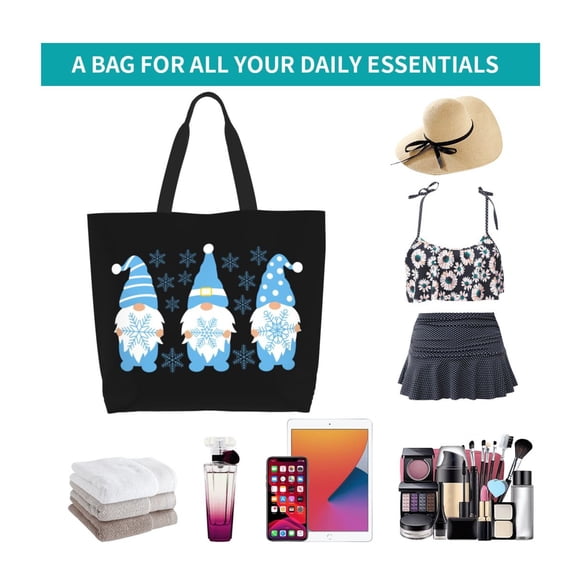 Lafuoo Christmas Gnome Snowflake Pattern Single-Shoulder Shopping Bag, Hand-Held Storage Bag Suitable for Work and School, Unisex-One Size