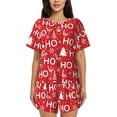 thumbnail image 1 of Lafuoo Christmas Hohoho Pattern Women's Round Neck Short Sleeve Pajamas Set, Button Pajamas Elastic Band Pajamas Home Wear-X-Large, 1 of 9
