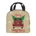 thumbnail image 1 of Lafuoo Christmas Vintage Red Truck Pattern Portable Aluminum Foil Thickened Insulation Lunch Bag, Waterproof Zipper Lunch Bag Suitable for Men and Women-One Size, 1 of 7