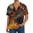 thumbnail image 1 of Lafuoo Colorful Bull Western Man Pattern Men's Cuban Collar Short Sleeve Shirt, Button-Down Resort Beach Pocket Shirt-XX-Large, 1 of 6