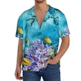 thumbnail image 1 of Lafuoo Corals and Tropical Fish Pattern Men's Cuban Collar Short Sleeve Shirt, Button-Down Resort Beach Pocket Shirt-Medium, 1 of 7