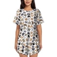 thumbnail image 1 of Lafuoo Cute Cats Pattern Women's Round Neck Short Sleeve Pajamas Set, Button Pajamas Elastic Band Pajamas Home Wear-Medium, 1 of 9