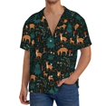 thumbnail image 1 of Lafuoo Deers In The Forest Pattern Men's Cuban Collar Short Sleeve Shirt, Button-Down Resort Beach Pocket Shirt-Large, 1 of 7