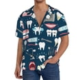 thumbnail image 1 of Lafuoo Dental Pattern Men's Cuban Collar Short Sleeve Shirt, Button-Down Resort Beach Pocket Shirt-X-Large, 1 of 7