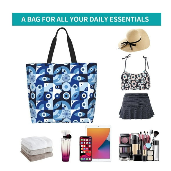 Evil Eye Pattern Single-Shoulder Shopping Bag, Hand-Held Storage Bag Suitable for Work and School, Unisex-One Size
