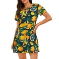 thumbnail image 1 of Lafuoo Fresh Orange Pattern Women's Short-sleeved Nightdress, Knee-length Pullover Nightgown, Summer Home Wear-Small, 1 of 8
